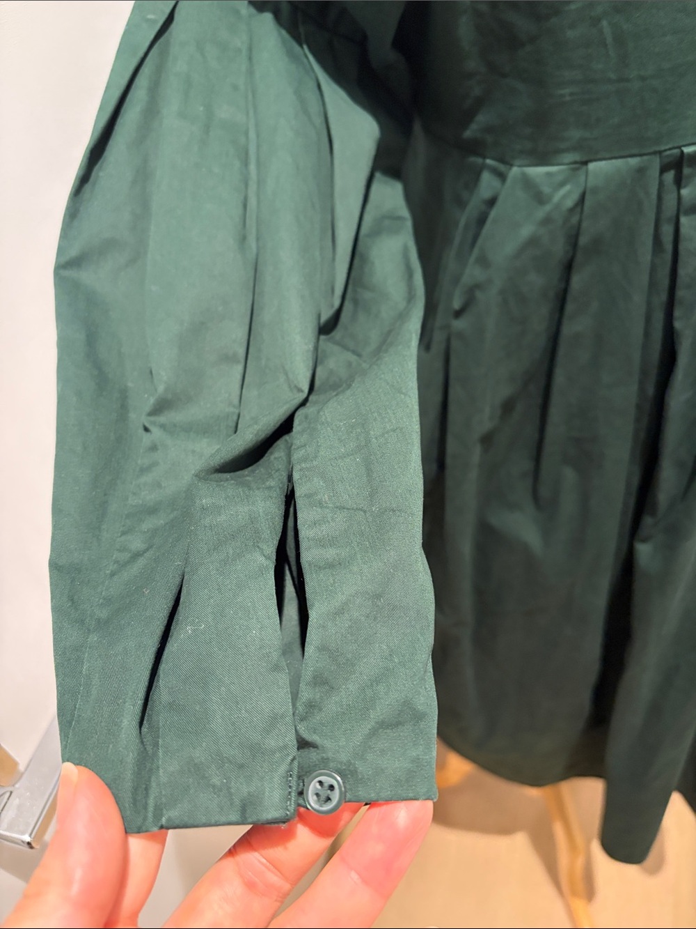 COS Forest Green Pleated-Sleeve Midi Dress - Picture 6 of 10